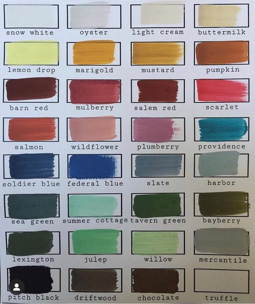 Hand Painted Colour Chart For Old Fashioned Milk Paint 