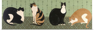 Warren Kimble "4 Cats" Print 36"x12"