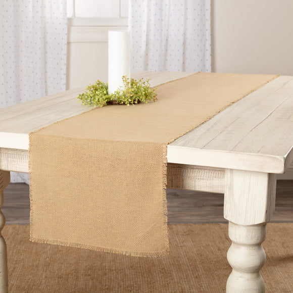 Burlap Natural Fringed Table Runner 13x72