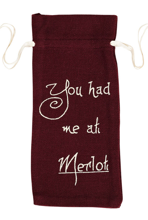 MERLOT CANVAS HESSIAN WINEBAG