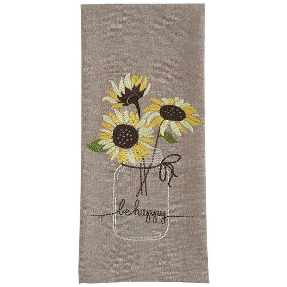 Be Happy Mason Jar Tea Towel