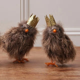 Fluffy Brown Easter Chick with Crown (15cm)