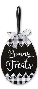 Large Black & White Enameled Hanging Easter Egg Ornament, Choice of 3