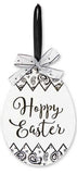 Large Black & White Enameled Hanging Easter Egg Ornament, Choice of 3