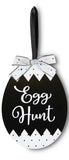 Large Black & White Enameled Hanging Easter Egg Ornament, Choice of 3