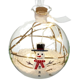 Glass LED Bauble With Snowman