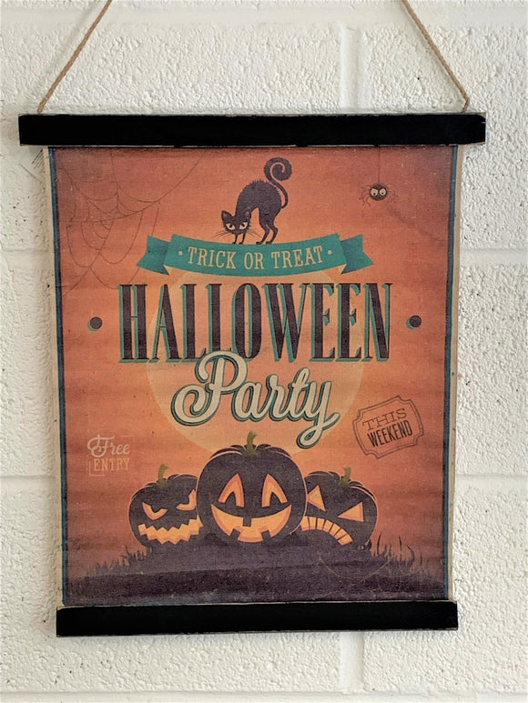 Halloween Party Fabric Hanging Sign