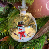 Glass LED Bauble With Snowman