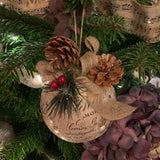 5" Round Papier Mache Bauble with Deer Head & Wreath