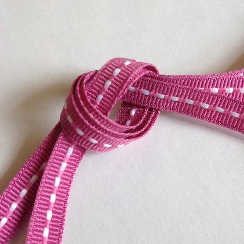 Narrow Raspberry Stitched Ribbon,  3 Metres