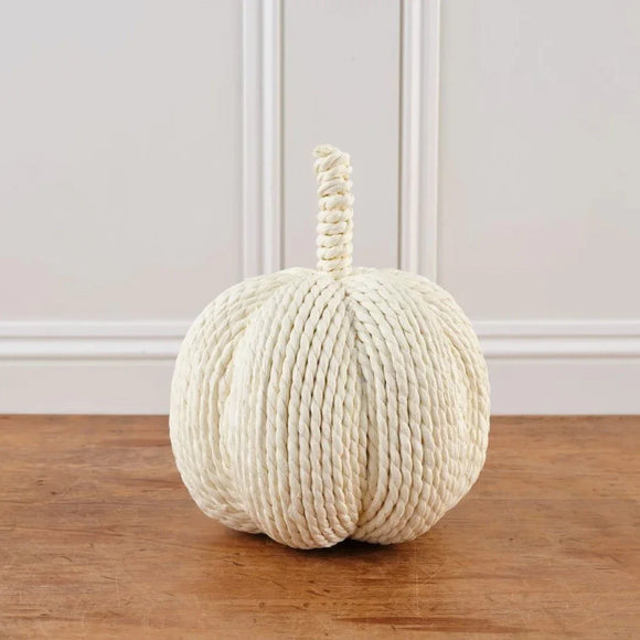 Large Cream Rope Pumpkin