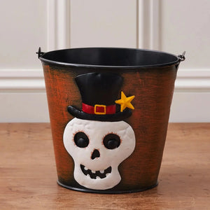 Trick or Treat Metal Skeleton Bucket