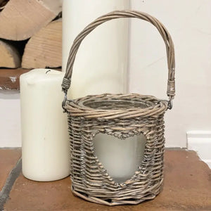 Woven Wicker Heart Lantern