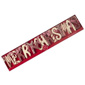 Merry Christmas Wooden Red and Cream Garland