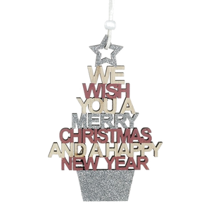 Glitter Merry Christmas Sign Tree Decoration