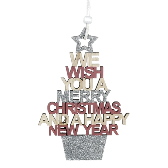 Glitter Merry Christmas Sign Tree Decoration