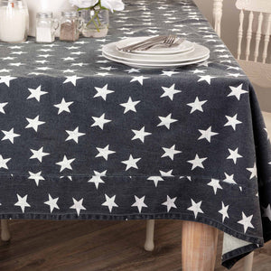 Navy & White Star Tablecloth 60x60"