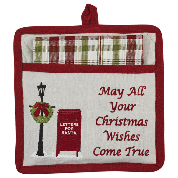 Santa's Mailbox Christmas Potholder & Tea Towel Set